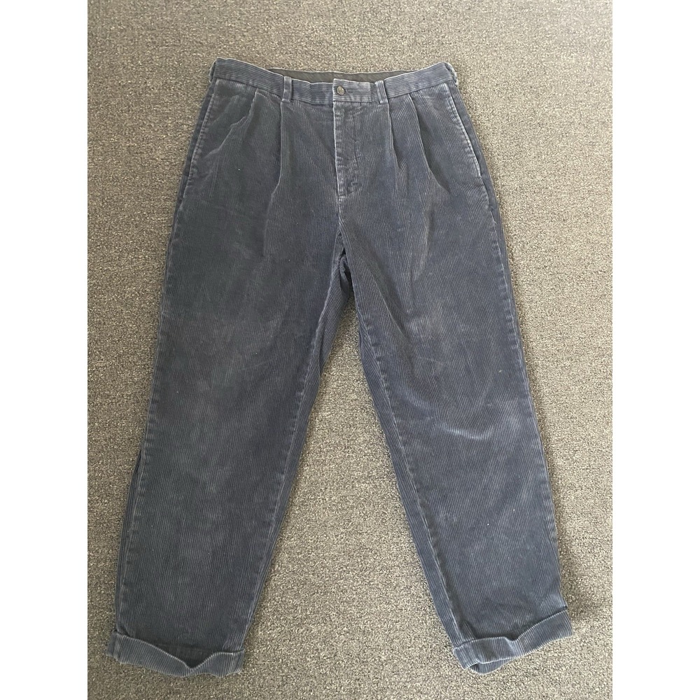 Brooks Brothers 346 Pleated Corduroy Pants Blue Mens 36x30 Cuffed Casual Formal